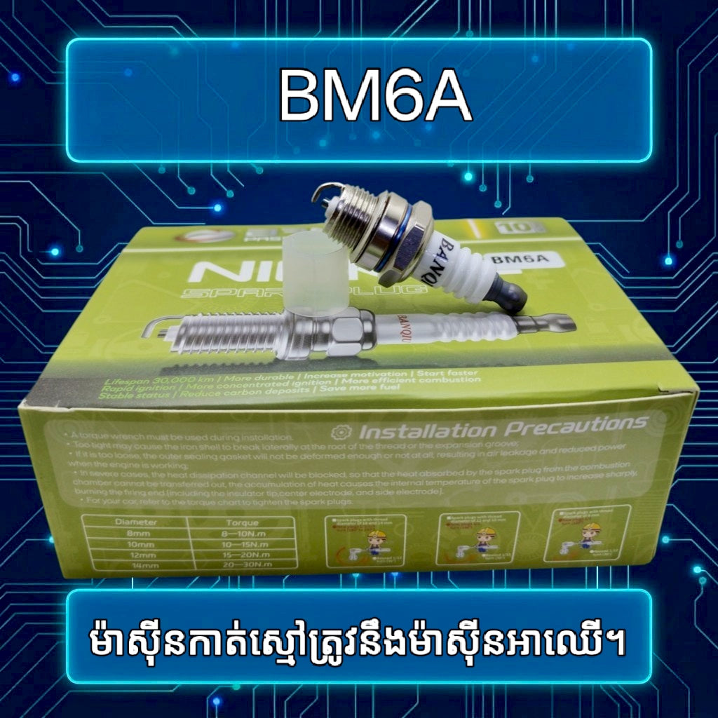 BANQIU BM6A spark plug and packaging